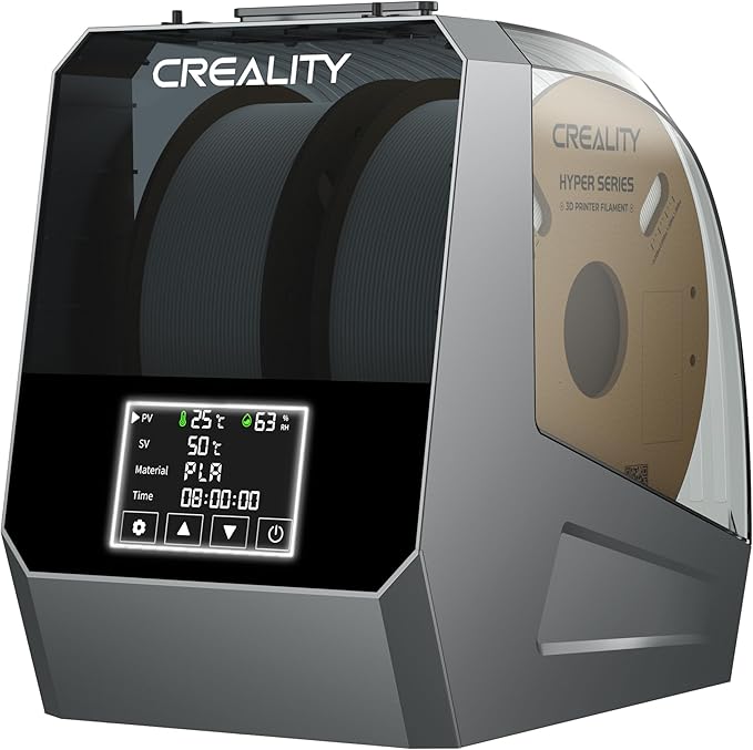 2025 New Creality Space PI Filament Dryer Plus Christmas Gifts, Dual-Spool 3D Printing Filament Dryer Box, Adjustable Temp 45℃-70℃, 360° Hot-Air & Real-Time Humidity Monitor, 12 Filament Presets by Creality