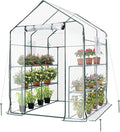 VIVOSUN 57x57x77-Inch Transparent Mini Walk-in Green House with Window and Anchor, Plant Garden Hot House 2 Tiers 8 Shelves, 4.7 x 4.7 x 6.4 FT by VIVOSUN