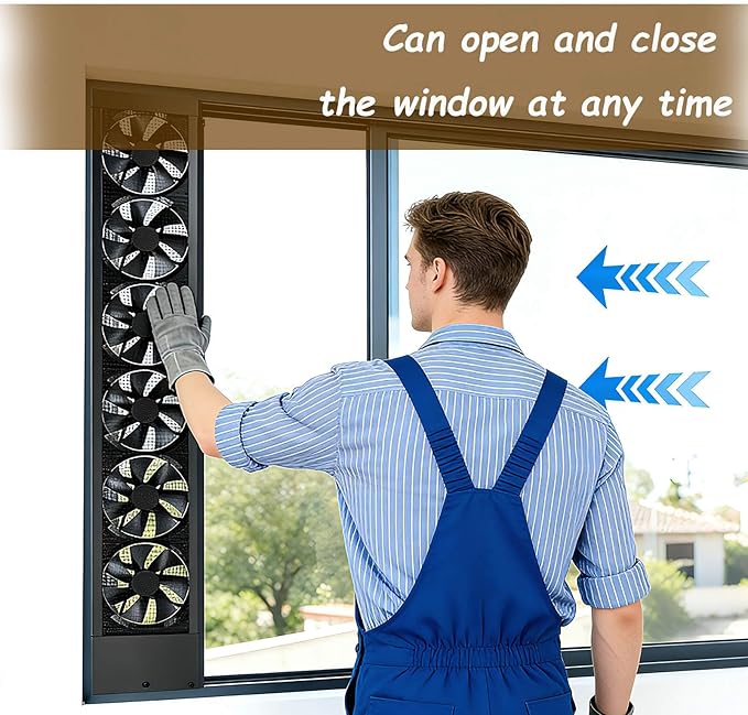 Vertical Window Exhaust Fan for Sliding Windows-Easy Tool-Free Installation, Adjustable Speed with Reversible Airflow, Slim Design for Bedroom Kitchen Office, Alternative to AC Fan and Household Fans - Image 6