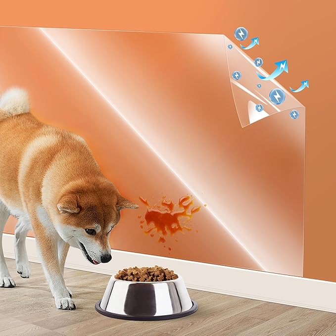 Clear Wall Protector, Electrostatic Wall Protective Film, Transparent Static Cling Plastic Stickers for Kitchen & Office from Bin, Chair Back, Furniture, Door, Dog, Cat 16.4 ft by Loiion