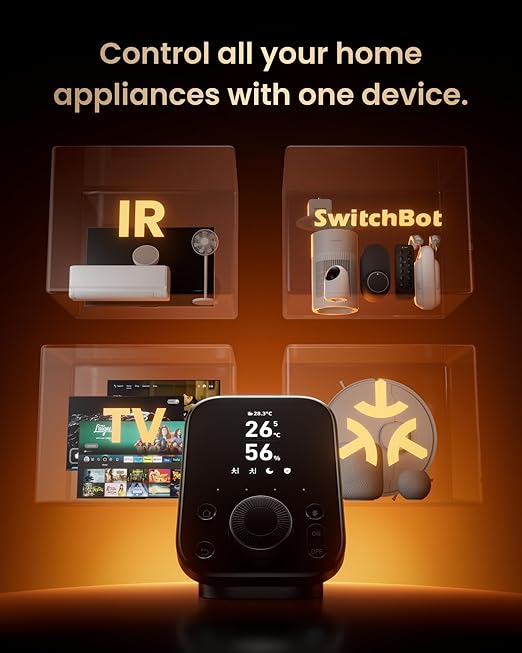 SwitchBot Hub 3 (3rd Gen) Smart Home Command Center: Screen + Physical Dial, IR Remote Hub for TVs/ACS, Temp/Humidity Sensor (±0.2°C), Matter Bridge, Bluetooth 200m, Works on 2.4GHz WiFi - Image 2