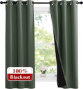 NICETOWN Dark Mallard 100% Blackout Lined Curtains, 2 Thick Layers Narrow Wide Window Treatment Panels Thermal Insulated Drapes for Kitchen Small Window (1 Pair, 37" Width x 63" Length Each Panel) by NICETOWN