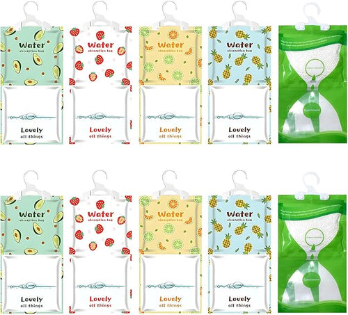 10 Pack Moisture Absorber Hanging Bags, Fragrance Free Humidity Packs, Hanging Closet Dehumidifier Bags (Mix) by NICOLEKAY