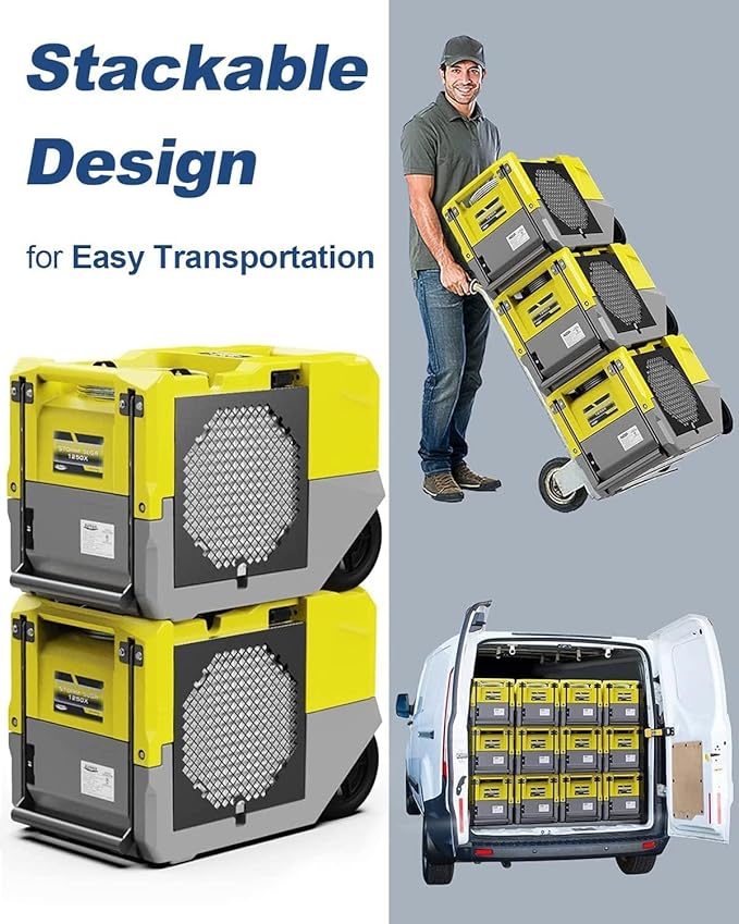 ALORAIR 264 PPD LGR Commercial Dehumidifier High Performance Industrial Dehumidifier with Pump, Compact, Portable Industrial dehumidifier for Water Damage Restoration, Yellow - Image 6