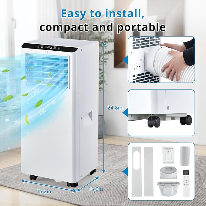 GarveeLife 8000 BTU Portable Air Conditioner - 3-in-1 Cooling, Dehumidifier & Fan - Cools up to 350 Sq.Ft - Low Noise, 24H Timer, Remote Control, Window Kit - Ideal for Bedroom, Living Room, Office - - Image 2