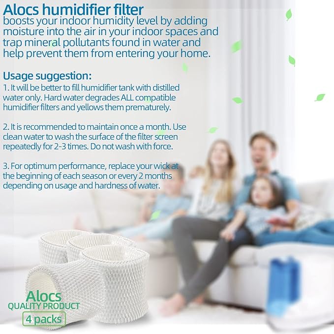 WF2 Humidifier Filter for Kaz Vicks - V3100 V3500 V3700 V3800 V3900 3020 Series, Protec PWF2 VEV400 Cool Mist Vaporizer Humidifiers (Pack of 4) White - Image 7