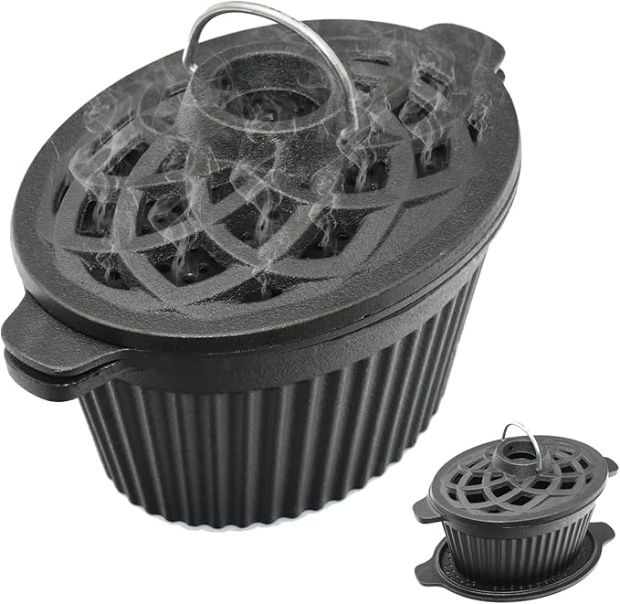 Wood Stove Steamer & Cast Iron Humidifier, 1.4 Qt Fireplace Simmer Pot with Cast Iron Trivet, Dual-Layer Design for Steaming, Humidifying and Stove Protection (Ellipse-1) by Unknown
