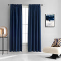 DONREN 2 Panels 90 Inches Long Navy Blue Blackout Curtains for Living Room - Home Decorator Thermal Insulated Room Darkening Window Curtain Drapes for Bedroom,Set of 2 Panels,52 x 90 Inch Length by DONREN