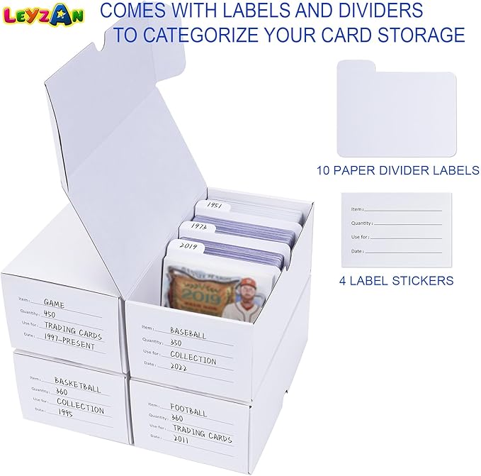 Trading-Card Storage Box, 4-Pack • 400 Count Corrugated Cardboard Storage Box with dividers & labels for TCG/Magic/Mtg Storage and Collection, Horizontal - Image 5