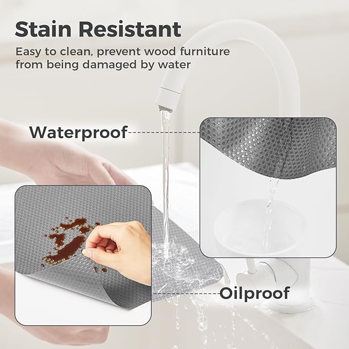 100% EVA Shelf Liner for Kitchen Cabinet, 18" x 360" Drawer Liners Non Adhesive Non Slip Waterproof Plastic Paper, Dresser Pantry Bathroom Refrigerator Protector, Grey - Image 5