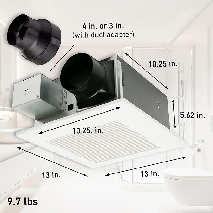 Panasonic WhisperFit Ceiling Mount Bathroom Exhaust Fan with Humidity Sensor, 50-80-110 CFM, FV-0511VFC1 - Image 2