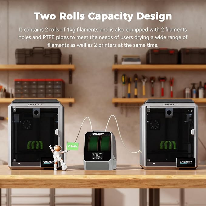 2026 New Official CREALITY Space Pi Filament Dryer Plus, 2 Spools Double 360° 160W PTC Fast Heating 3D Printer Filament Dryer Box, 4''LCD Touch Screen, One-Key Set Filament Drying for PLA PETG ABS TPU - Image 3
