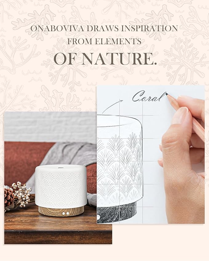 Essential Oil Diffuser, 280ml Ceramic Aromatherapy Diffuser for Large Room, 2.4MHz Ultrasonic Cool Mist Diffuser Oil Machine, Quiet & Intelligent Aroma Diffuser for Home Office SPA Yoga - Image 4