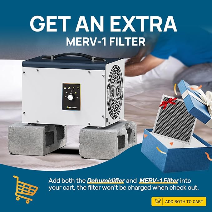 ARGENDON Dehumidifier for Crawlspace Basement, Commercial Dehumidifier with Drain Hose 70 PPD, Compact, Ideal for Water Damage Storage Up to 1000 Sq Ft, 5-Year Limited Warranty - Image 2