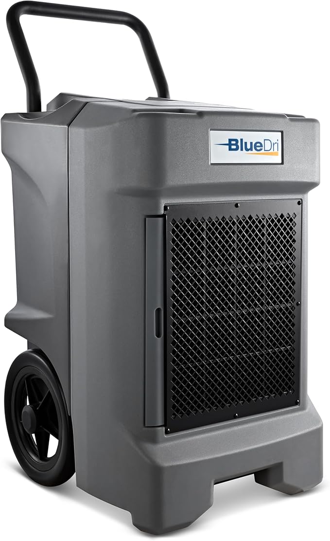 BlueDri BD-130P 225PPD Industrial Water Damage Equipment Commercial Dehumidifier with Hose for Basements in Homes and Job Sites, Gray by BlueDri