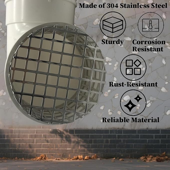 PVC Termination Mesh Vent Cover Cap, 304 Stainless Steel for 4.24" to 4.34" ID PVC Pipes – Furnace, Roof Vent, Exhaust Pipe Protector – Rustproof, Debris & Bird Guard – Conical Design for Max Airflow - Image 4