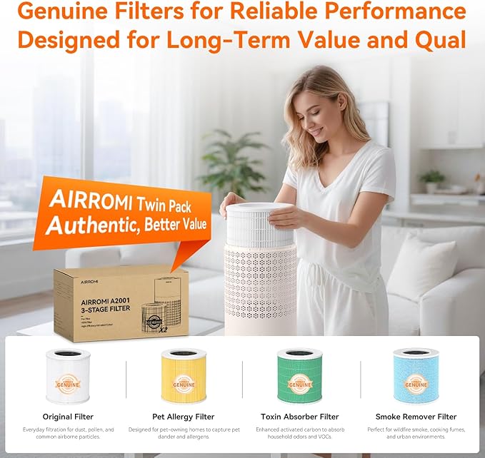 AIRROMI Air Purifier for Bedroom with A2001 Creamy Beige - Image 9