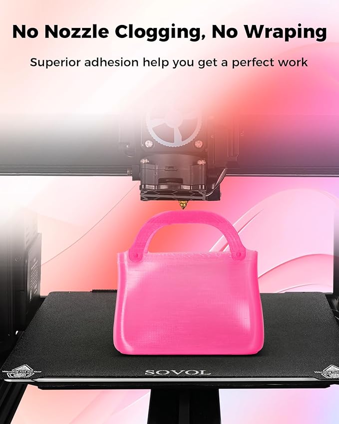 Sovol TPU Filament 1.75mm, 95A Soft TPU Flexible 3D Printer Filament with High Elasticity, 1kg (2.2lbs), Dimensional Accuracy +/- 0.03 mm, Fit Most FDM Printer, Clear Rose Red - Image 3