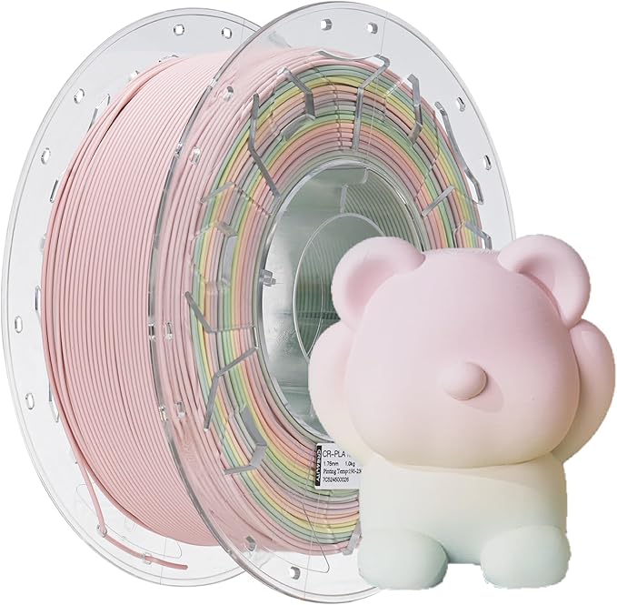 Creality 3D Printer Filament, Rainbow PLA Filament 1.75mm, Enhanced Toughness, Dimensional Accuracy +/- 0.03mm, 1kg(2.2lbs), PLA Mattte Filament for Most 3D Printer by Creality