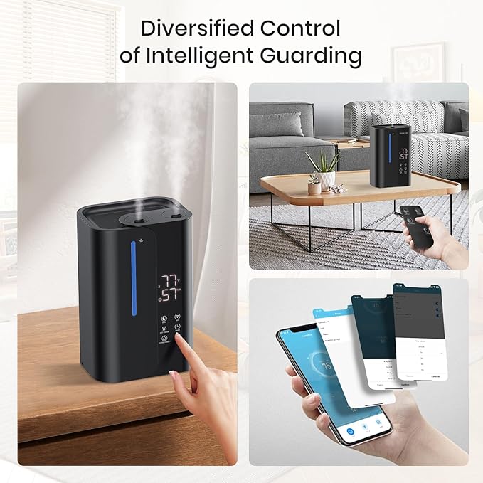5L Cool Mist Humidifiers for Bedroom Large Room, Top Fill Ultrasonic Smart Air Humidifier for Baby & Plants with Essential Oil Diffuser, 50H Runtime 28 dB Quiet Baby Humidifier - Image 5