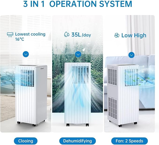 8,000 BTU Portable Air Conditioner, Smart Control, Cools up to 350 Sq. Ft., with Dehumidifier & Fan mode, Easy- to-use Remote Control & Window Installation Kit Included - Image 6