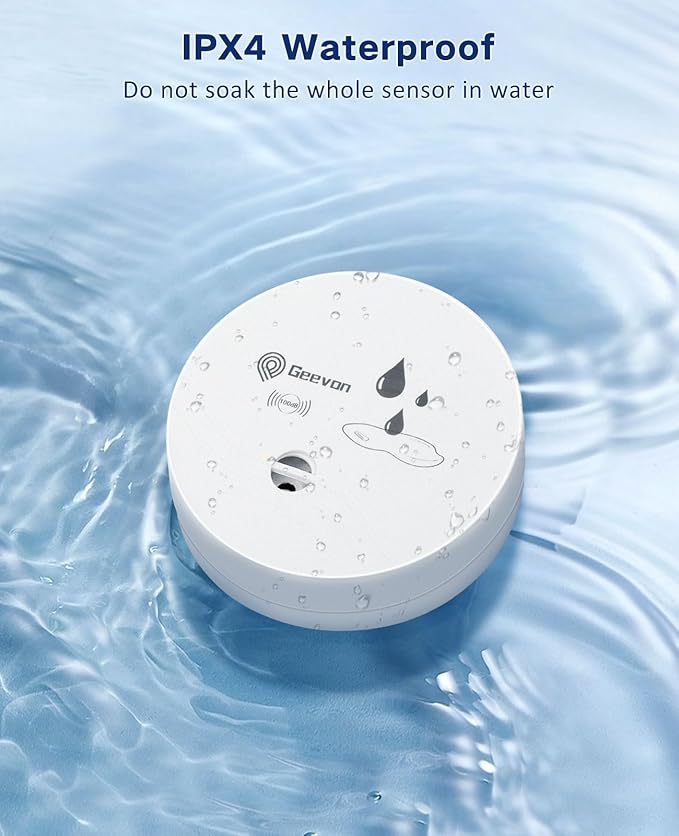 Geevon 6 Pack Water Leak Detectors, 100dB Water Sensor Alarms Flood Detector for Basements, Bathrooms, Laundry Rooms, Kitchens, Garages, and Attics, Water Alarms Battery-Operated (Battery Included) - Image 7