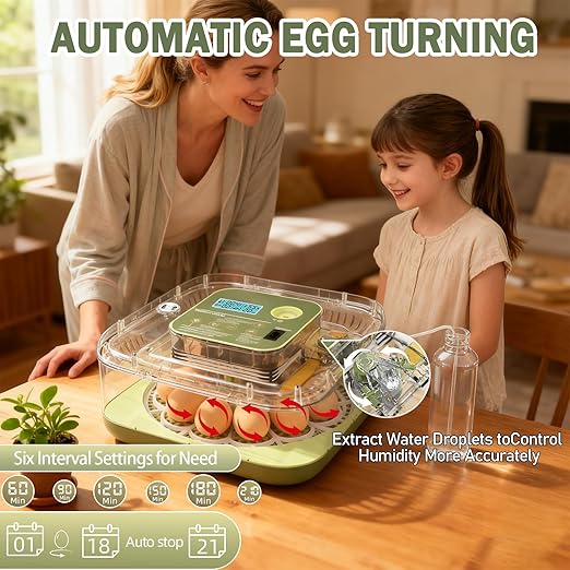 XOTTI Incubator for Hatching Egg, 12 Egg Incubators with Temperature and Humidity Control, Automatic Turner, Candler, 360° Viewing for Dry Hatch Chicken, Duck, Quail, Goose, Parrot and Pigeon - Image 6