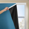 Magic Tape Stick on Portable Curtains for Windows,Bedroom Blackout Curtains for - Thermal Lnsulated No Drill Curtains Room Darkening Black Small Drapes(1 Panels,35Wx63L inch-Dark Blue) by JILRON
