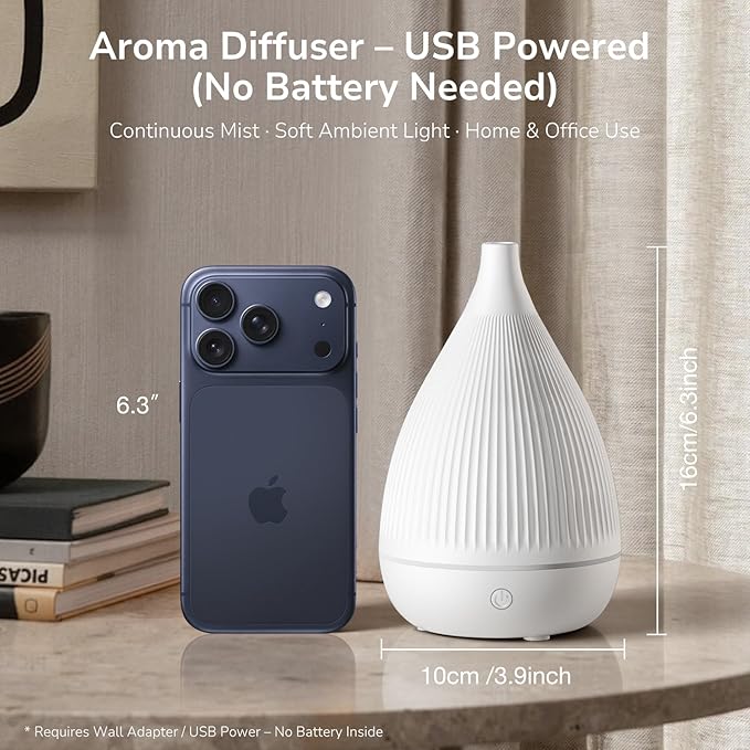 Ultrasonic Essential Oil Diffuser, Home Fragrance Aroma Diffuser with Auto Shut-Off, Color Change Night Light & Ultra-Quiet Operation, BPA-Free Portable Aromatherapy Humidifier for Home (White-2) - Image 3