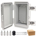 Waterproof Electrical Box, IP67 Junction Box Stainless Steel Latch Hinged Grey Cover Project Enclosure with Wall Bracket 5.9"x3.9"x2.8" by YETLEBOX