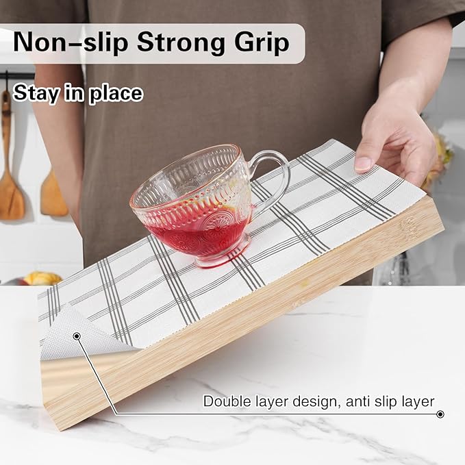 Drawer and Shelf Liner for Kitchen Cabinet,Non-Adhesive Cabinet Liner 24in x 30FT,Waterproof Shelf Paper Non-Slip Mats Cupboard Liner Contact Protect Dresser/Shelves/Table-White Stripes - Image 2