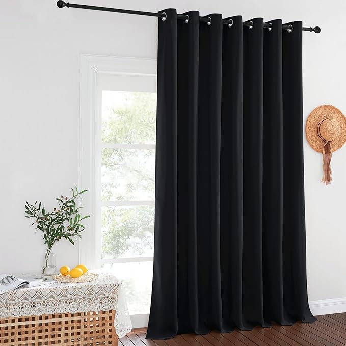 NICETOWN Black Out 144 inch Curtain for Sliding Glass Door, Grommet Thermal Insulated Sound Reducing Window Treatment Extra Wide Drape for Bedroom/Living Room, W100 x L144, 1 Panel - Image 2
