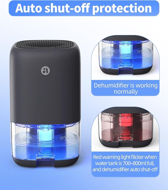 Dehumidifier, 35 OZ Small Dehumidifiers for Bedroom for Home, Quiet with Auto Shut Off, Dehumidifiers for Bedroom (280 sq. ft), Bathroom, RV, Closet, Grey - Image 4