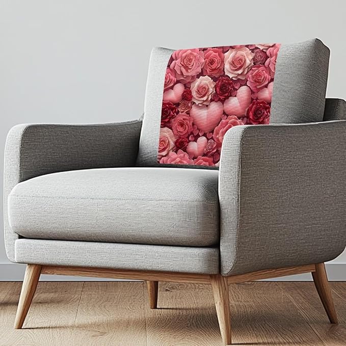 Valentine's Rose Headrest Cover for Recliner Hair Oil Head Rest Protector for Sofa Non-Slip Cover Wear Resistant Reusable Furniture Slipcover Valentine's Day Decor by Unknown
