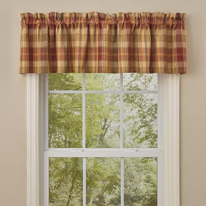 Park Designs Farmhouse Kitchen Valances for Windows - Red Saffron | Fall Decor Window Valance Curtains | Plaid Curtain Valances for Windows | Ideal for BOHO Living Rooms & Bathrooms | 72" x 14" - Image 6