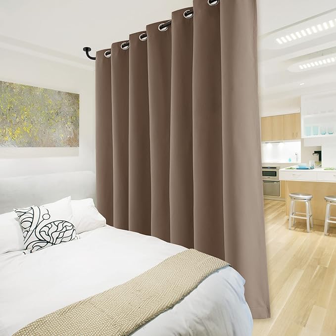 NICETOWN Thermal Insulated 100% Blackout Curtain, Noise Reducing Performance Grommet Slider Curtain with Black Lining, Full Light Blocking Patio Door Panel (Cappuccino, 1 PC, 100 inches x 84 inches) - Image 7
