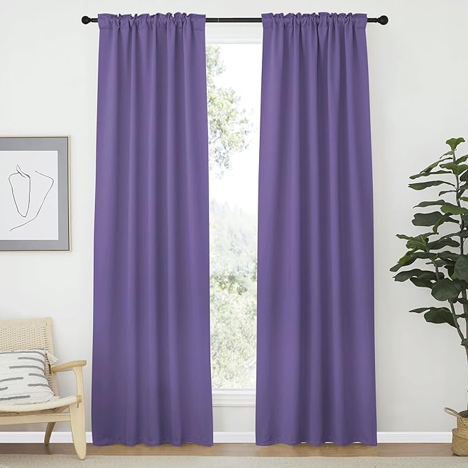 NICETOWN Living Room Darkening Curtains - (Lilac Color) W42 x L70, Set of 2, Home Decor Room Darkening Thermal Insulated Drapery Panels for Office/School/Hospital Window - Image 2