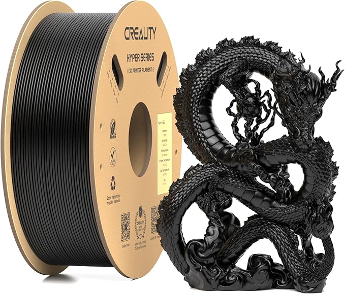 Official Creality Hyper ABS Filament 1.75mm, High Speed ABS 30-350mm/s 3D Printer Filament ABS, High Impact Resistance, Dimensional Accuracy +/-0.02mm, 1KG(2.2lbs) Spool Black, Fit Most 3D Printer by Creality