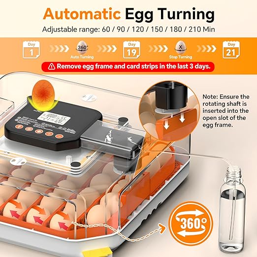 48 Egg Incubator for Hatching Eggs, Chicken Incubator with Auto Turner, Digital Temp & Humidity Control, Built-in Egg Candler & External Water Refill - for Hatching Chicks, Ducks, Quail, Goose Eggs - Image 5