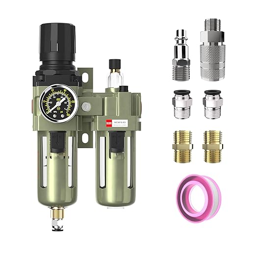 NPT 3/8" Air Regulator with Gauge,Air Compressor Water Separator with Accessories,Pneumatic Compressed Air Filter Pressure Oil Trap(AC3010-03) by Unknown