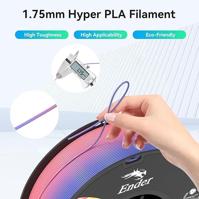 Creality 3D Printer Filament 1.75mm, Rainbow PLA+ Plus Pro Filament Toughness Upgraded, Dimensional Accuracy ±0.02mm, Fit Most 3D Printers, 4 Pack 1kg Spool(2.2lbs), Rainbow - Image 3