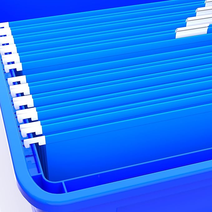 Storex Plastic File Tote, Letter/Legal Files, 18.5" X 14.25" X 10.88", Blue/Clear - Image 4