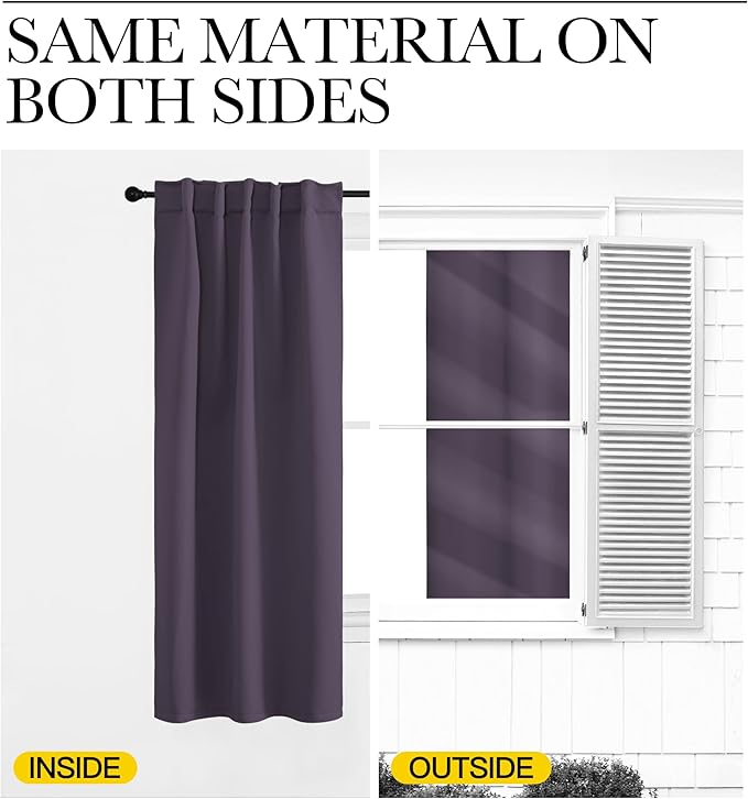 NICETOWN Living Room Blackout Draperies Curtains - (Greyish Purple Color) W70 x L72, 2 Panels, Home Decoration Window Blackout Drape Panels for Patio Door - Image 6