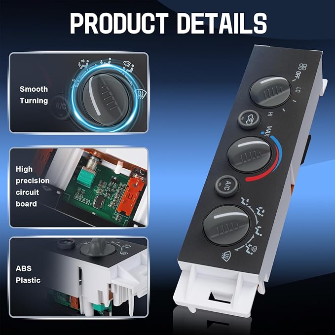 A/C Heater Control Panel for 1996-2000 Chevy GMC C1500 C2500 C3500 K1500 K2500 K3500 Tahoe Yukon, Cadillac Escalade, Climate Control Module Without Rear Window Defogger, Replace 599-007 - Image 5