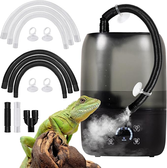 OIIBO Reptile Fogger Humidifier with Timing, 4L Large Digital Reptile Fogger Terrarium Humidifiers with Double Extension Tube Automatic Reptile Misting System by OIIBO