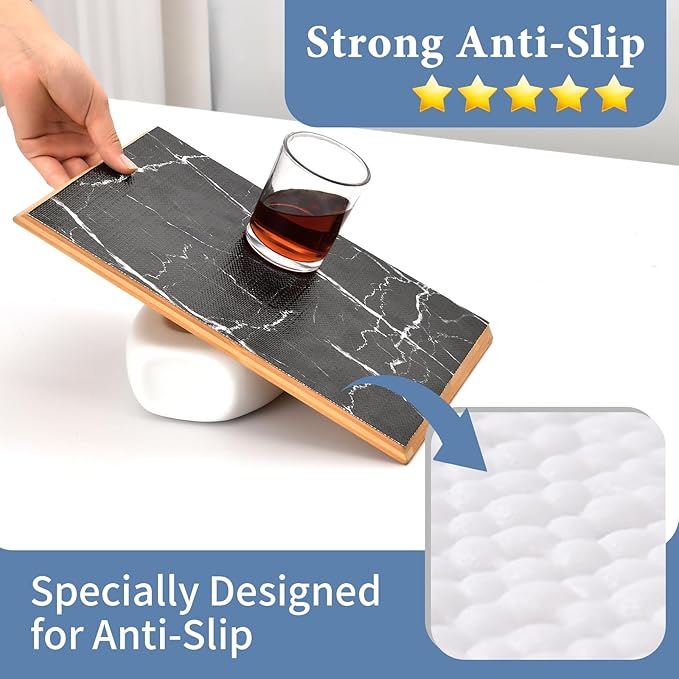 Drawer and Shelf Liner for Kitchen Cabinet: 12 in X 20 Ft Non Slip Waterproof Shelf Paper Non Adhesive Refrigerator Liners Black Marble Easy Liners for Bathroom with Knife Tape Measure - Image 2
