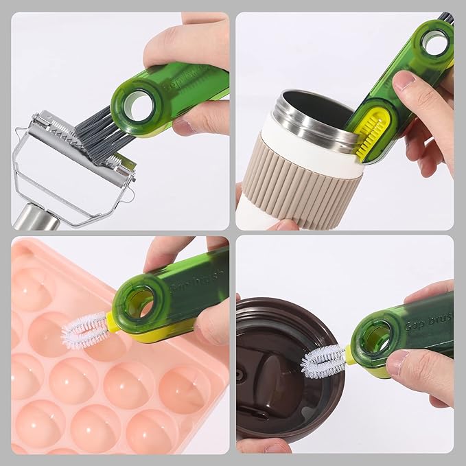 3 in 1 Cup Lid Gap Cleaning Brush Set, Multifunctional Insulation Bottle Cleaning Tools, Mutipurpose Tiny Silicone Cup Holder Cleaner, Home Kitchen Cleaning Tools (3Pcs Blue) - Image 3