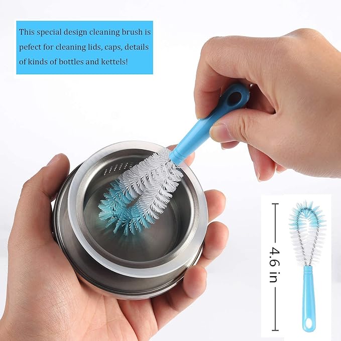 ALINK 8-Pack Bottle Cleaning Brush Set - Long Handle Bottle Cleaner for Washing Narrow Wine/Beer Bottle, Thermos, Hummingbird Feeder, Sport Well, Plus Kettle/Straw Brush - Image 6