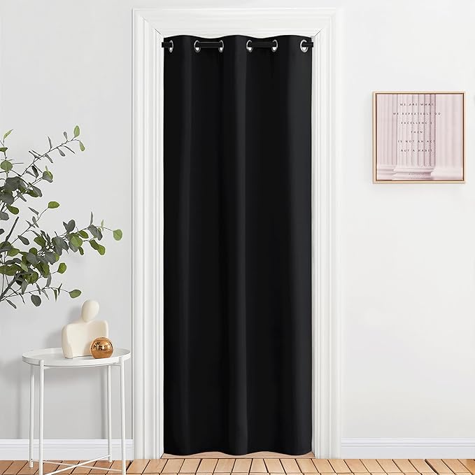 NICETOWN Door Curtain 80 Inch Length for Doorway Privacy, Room Divider Curtain Cover, Blackout Temporary Insulated Closet Drape for Bedroom Closet (1 Panel, 6.7ft Tall x 2.8ft Wide, Black) by NICETOWN