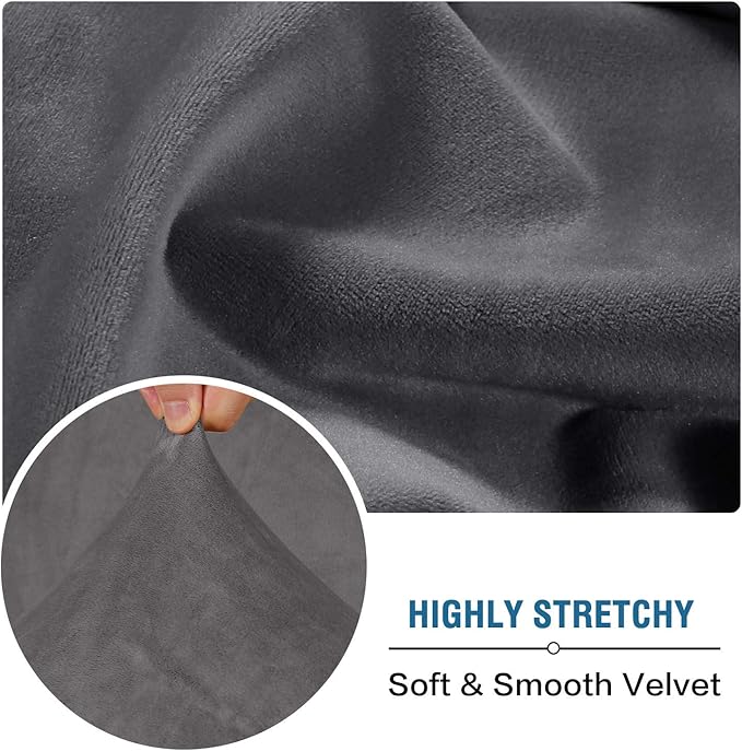 H.VERSAILTEX Velvet Stretch Couch Cushion Cover Plush Cushion Slipcover for Chair Loveseat Sofa Cushion Furniture Protector Seat Cushion Sofa Cover (2 Piece Large Sofa Cushion Covers, Grey) - Image 5